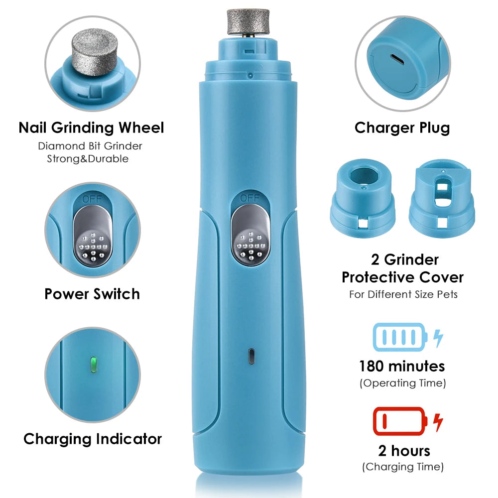 Pet Nail Grinder Rechargeable USB Dog Nail Clippers Painless Electric Cat Paws Nail Cutter Grooming Trimmer Tools Scissors File