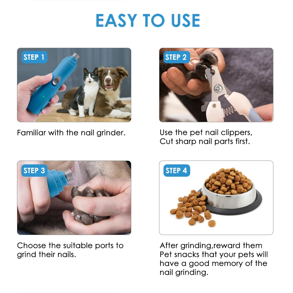 Pet Nail Grinder Rechargeable USB Dog Nail Clippers Painless Electric Cat Paws Nail Cutter Grooming Trimmer Tools Scissors File